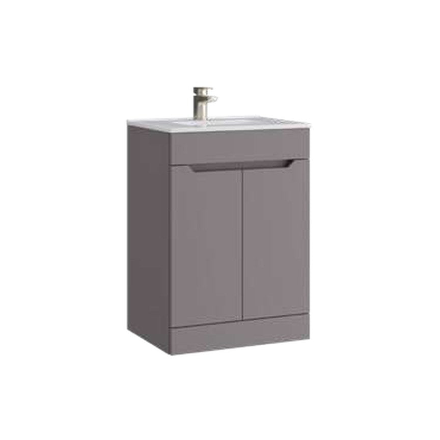 Hoxton 600mm Floor Standing Vanity Unit & Basin, 2 Doors – Slate grey