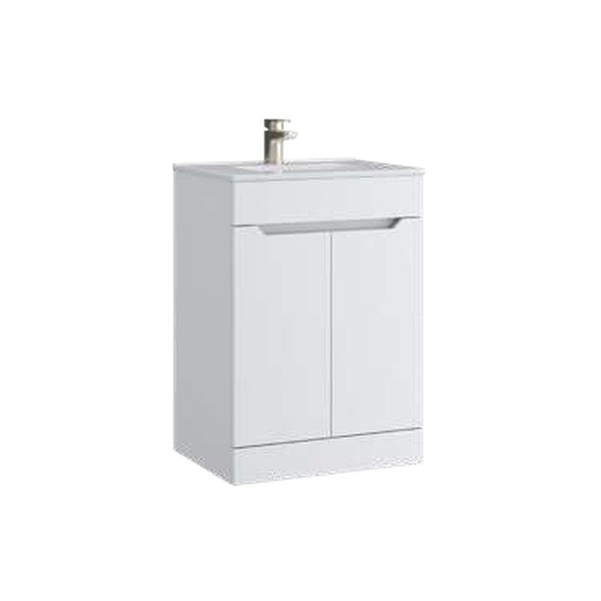 Hoxton 600mm Floor Standing Vanity Unit & Basin, 2 Doors – Matt white