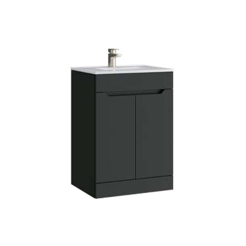 Hoxton 600mm Floor Standing Vanity Unit & Basin, 2 Doors – Matt anthracite