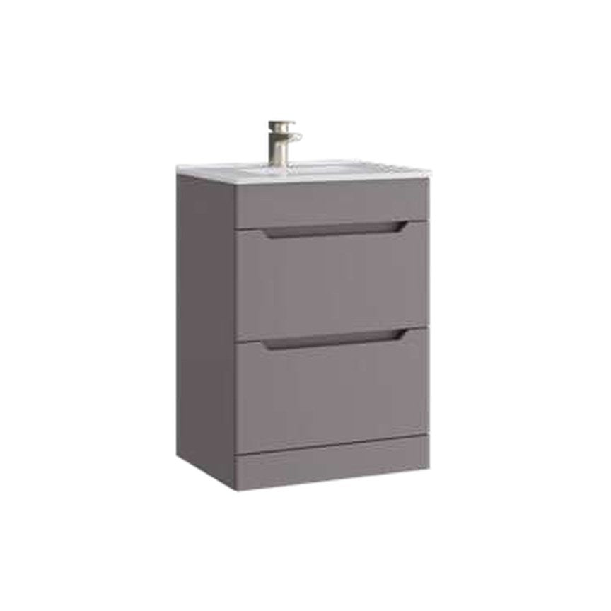 Hoxton 600mm Floor Standing Vanity Unit & Basin, 2 Drawers – Slate grey