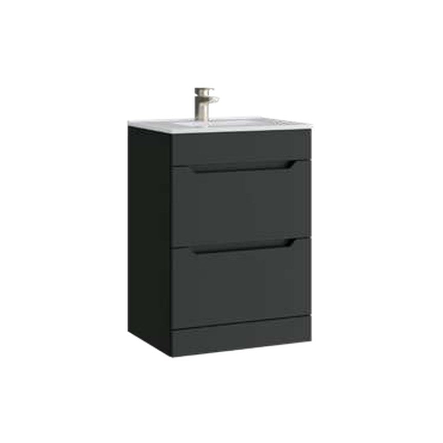 Hoxton 600mm Floor Standing Vanity Unit & Basin, 2 Drawers – Matt anthracite
