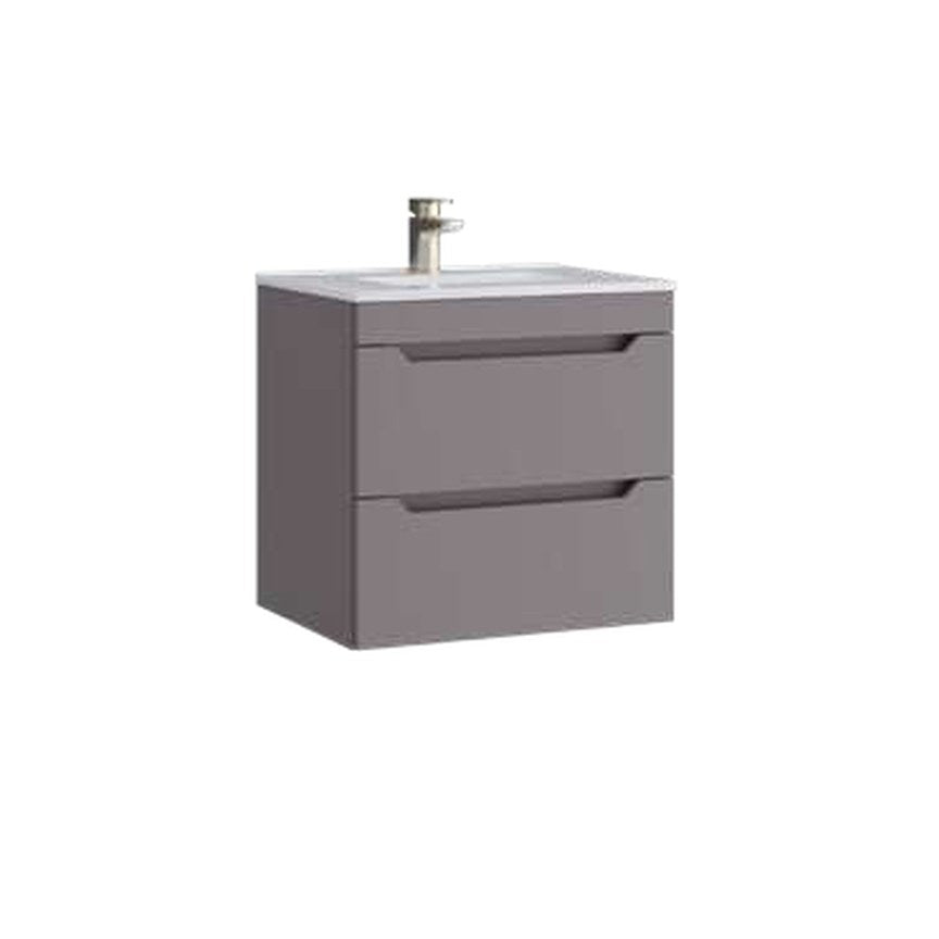 Hoxton 600mm Wall Hung Vanity Unit & Basin, 2 Drawers – Slate grey