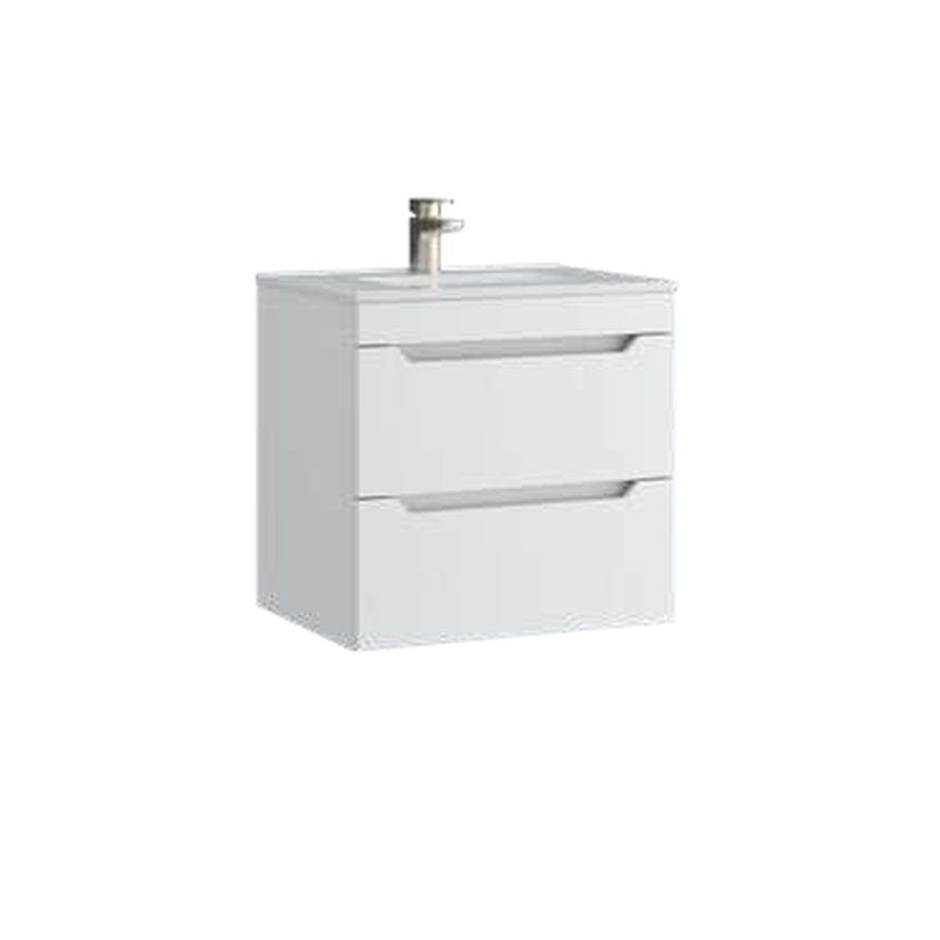 Hoxton 600mm Wall Hung Vanity Unit & Basin, 2 Drawers – Matt white