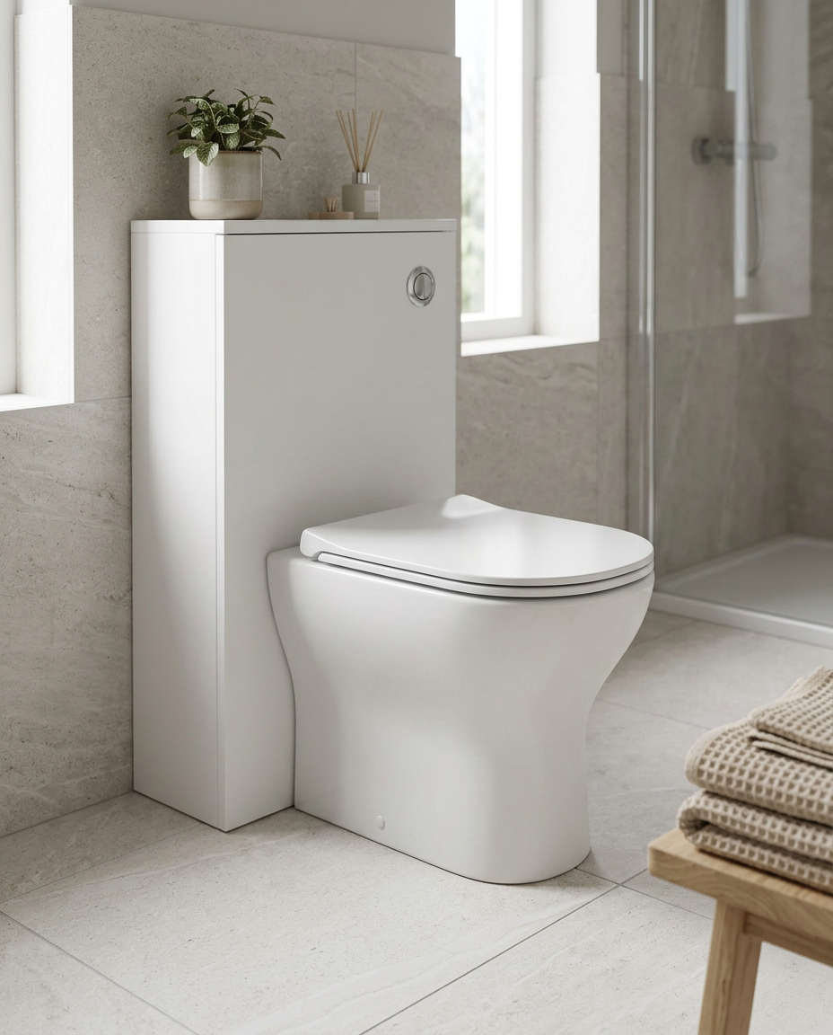 Ikona Back to Wall Toilet in a bright modern bathroom