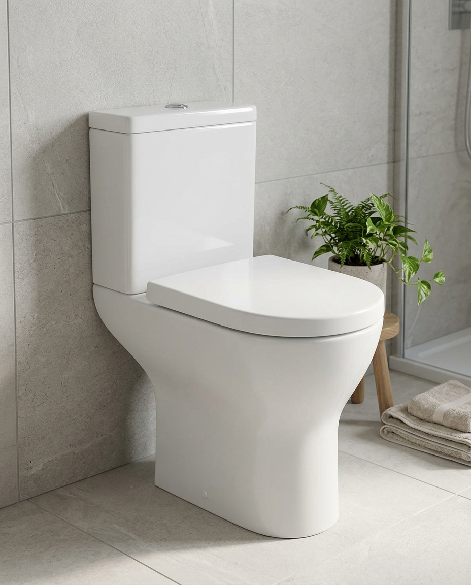 Ikona Close Coupled Toilet in a bright modern bathroom