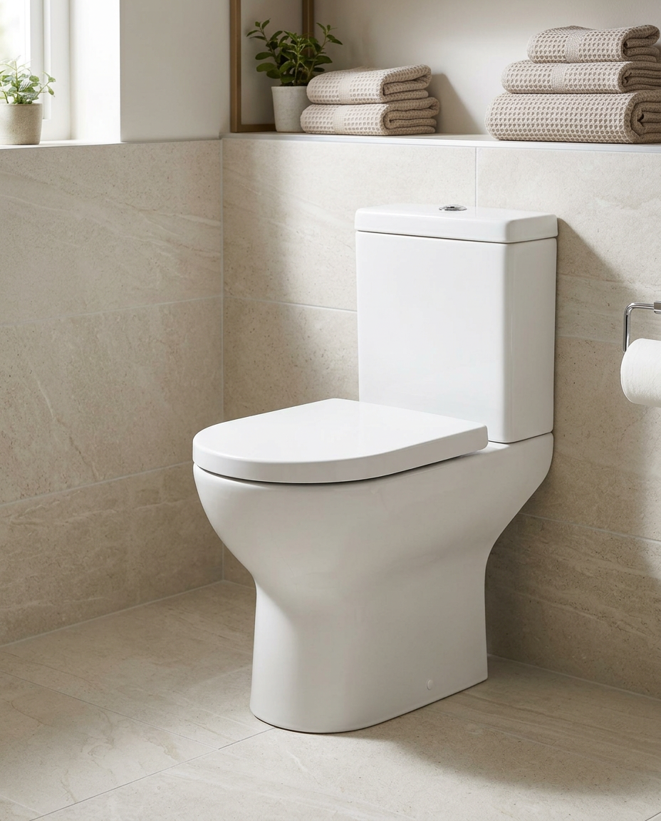 Ikona Soft Close Toilet Seat in a bright modern bathroom