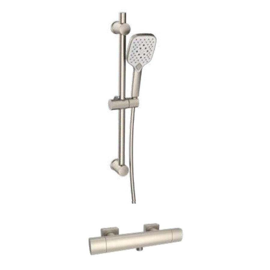Kelso Thermostatic Shower Sets, Brushed nickel, Bar valve with adjustable slide rail kit
