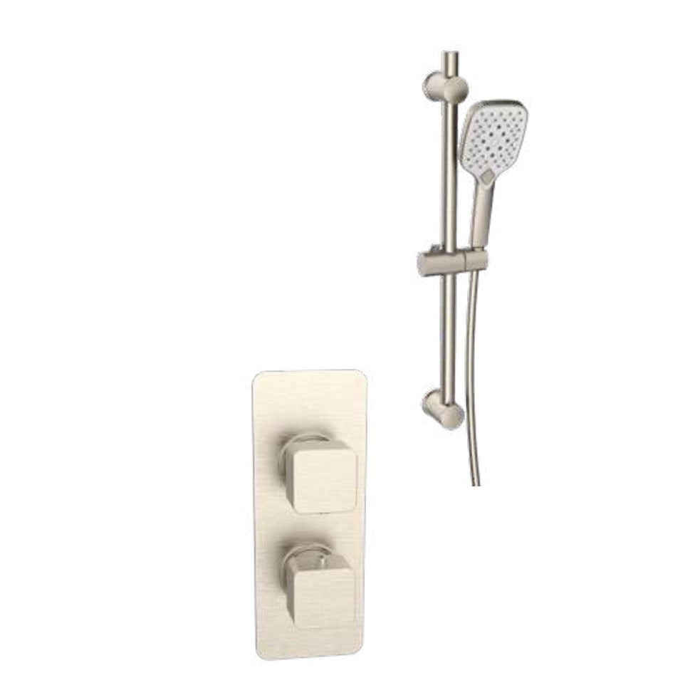Kelso Thermostatic Shower Sets, Brushed nickel, Concealed valve with adjustable slide rail kit