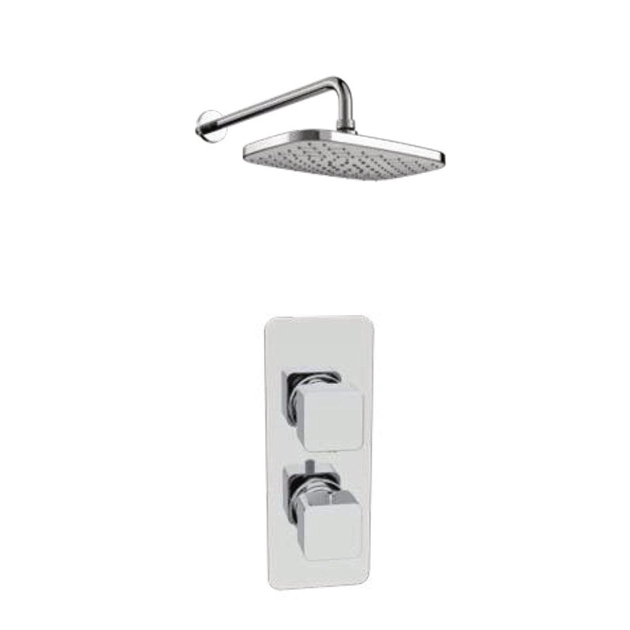 Kelso Thermostatic Shower Sets, Chrome, Concealed valve with fixed overhead drencher