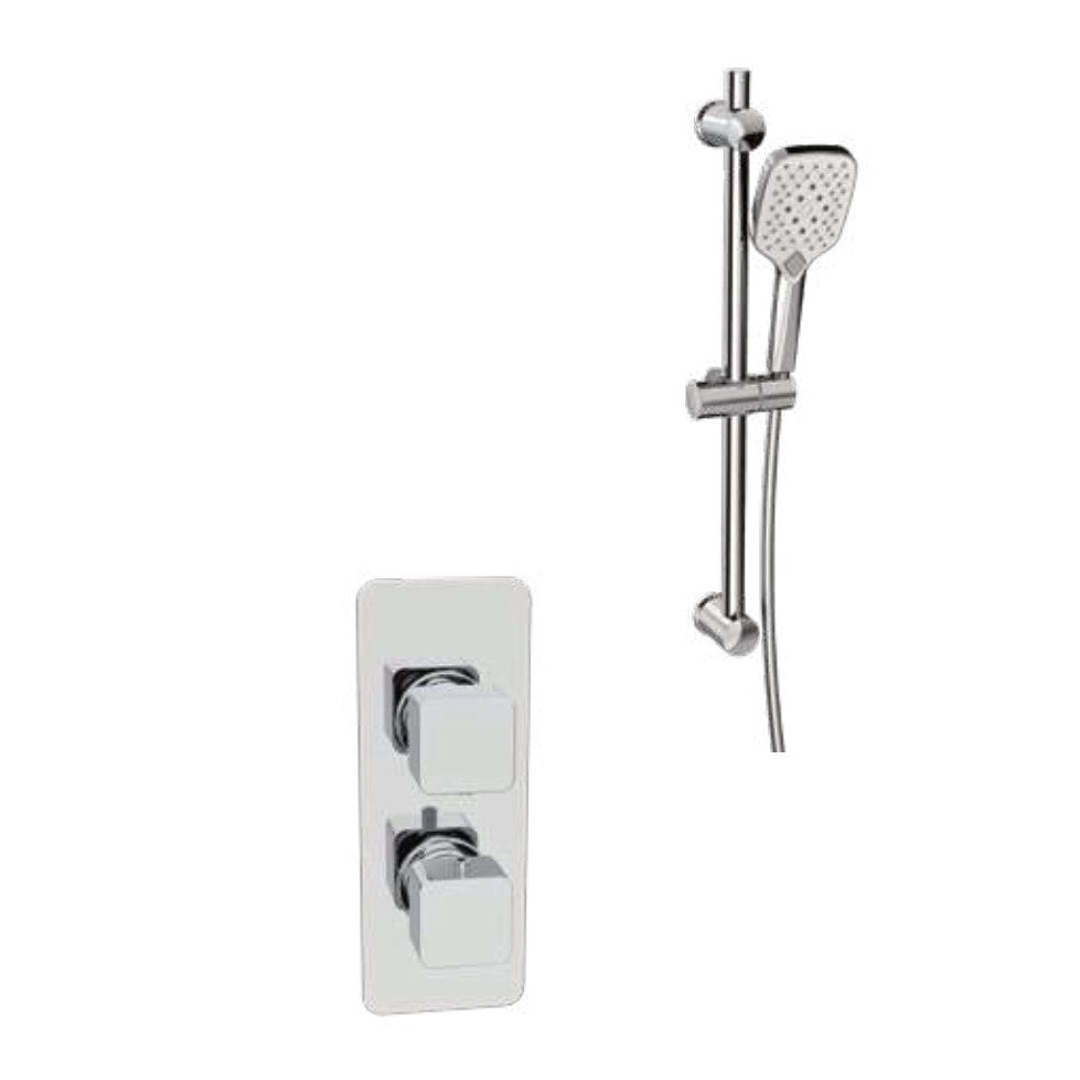 Kelso Thermostatic Shower Sets, Chrome, Concealed valve with adjustable slide rail kit