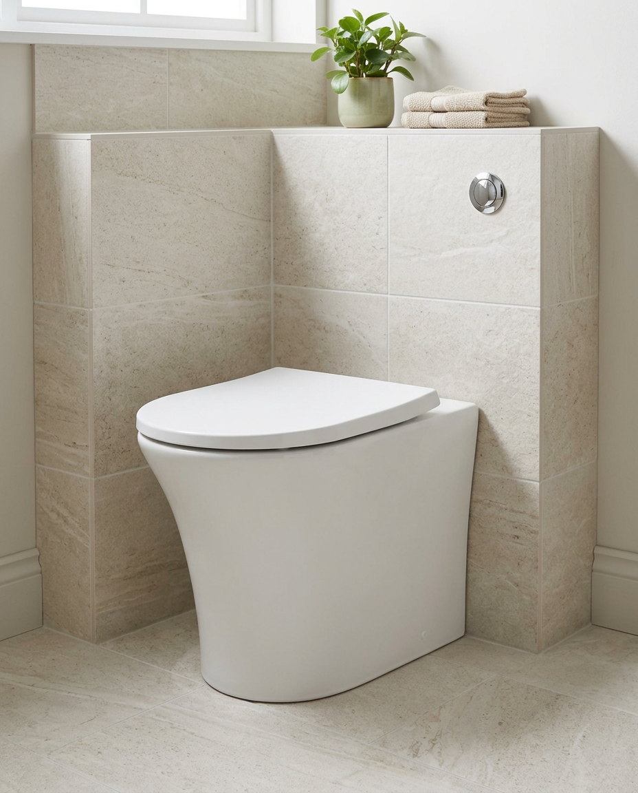 Kendal Back to Wall Toilet in a bright modern bathroom