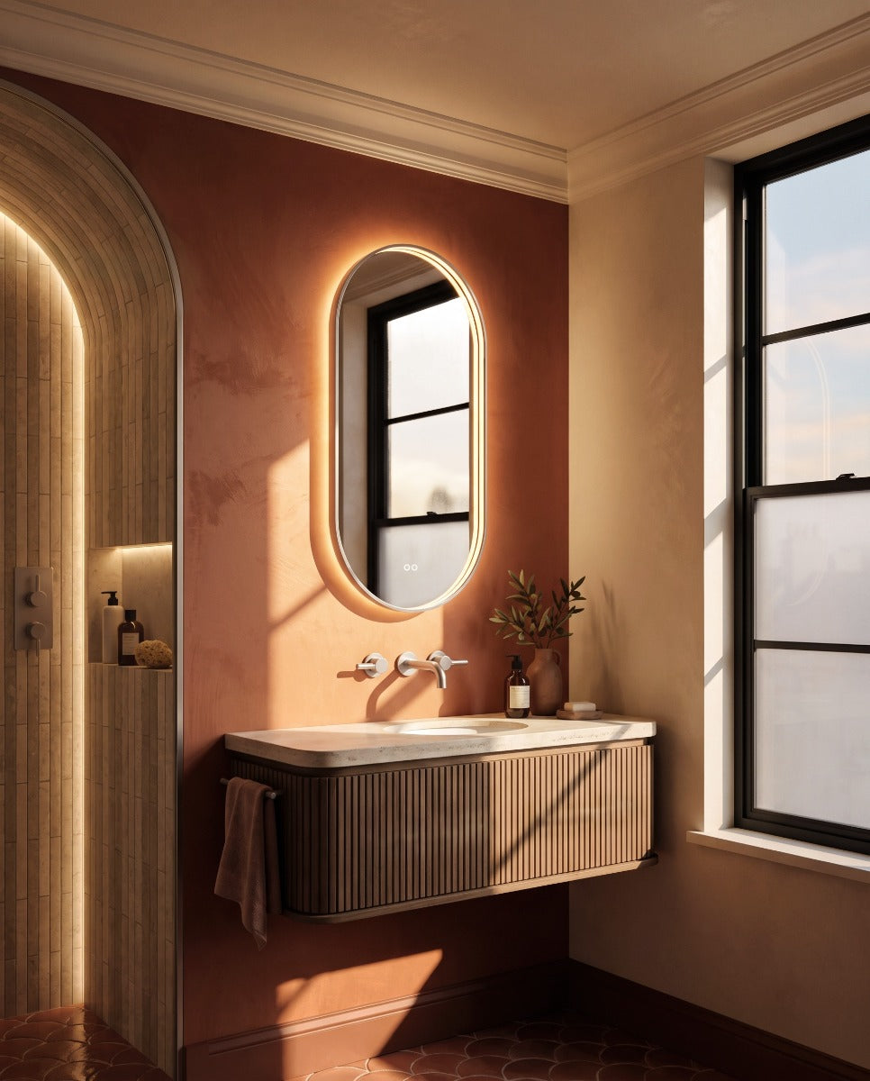 Kingsley Capsule Mirror 50x100cm - Brushed Nickel