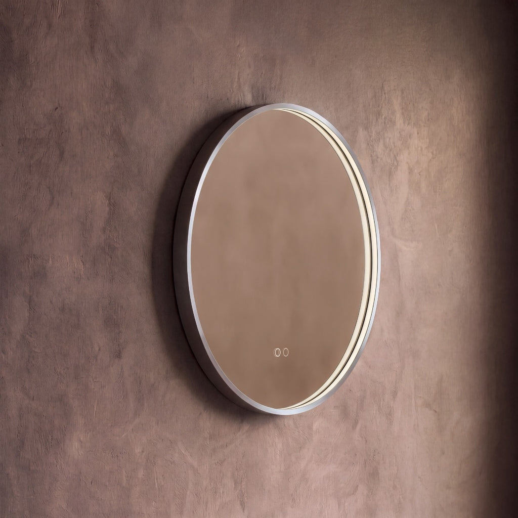 Kingsley Round Mirror 60cm - Brushed Nickel