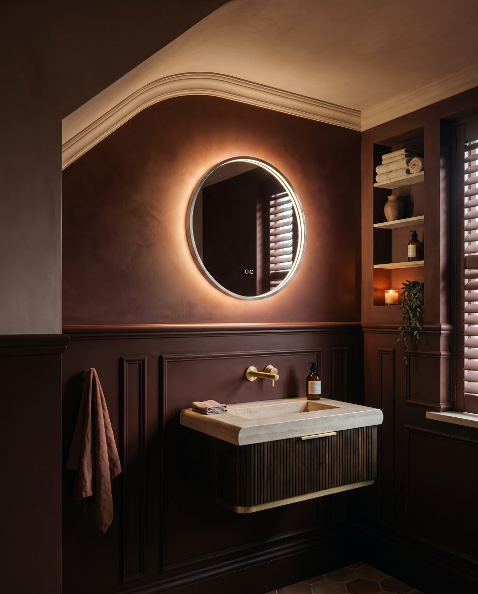 Kingsley Round Mirror 60cm - Brushed Nickel