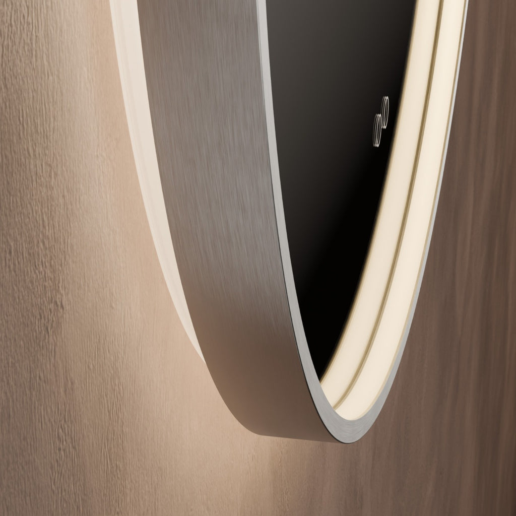 Kingsley Round Mirror 80cm - Brushed Nickel