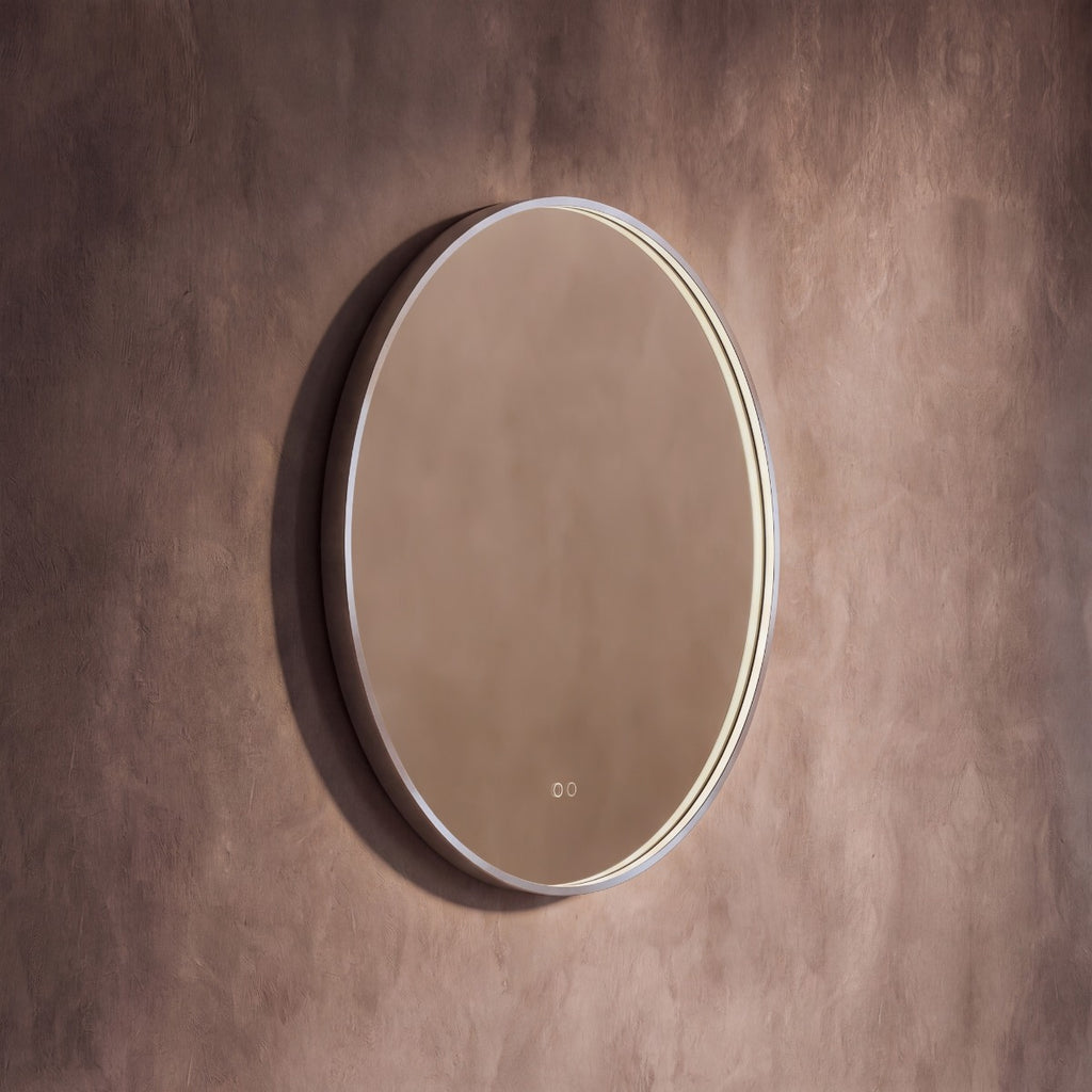 Kingsley Round Mirror 80cm - Brushed Nickel