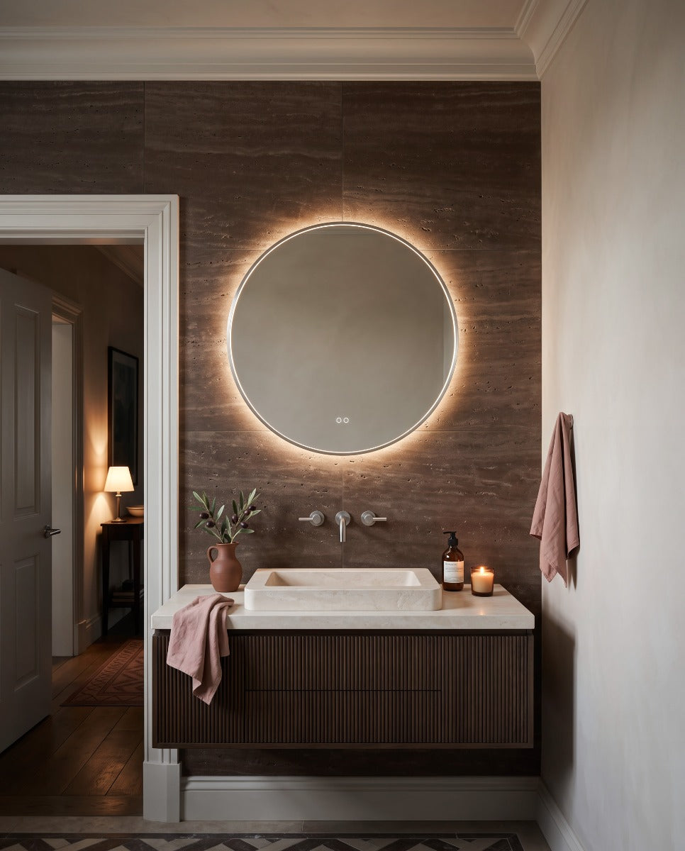 Kingsley Round Mirror 80cm - Brushed Nickel