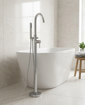 Koda Freestanding Bath Shower Mixer in a bright modern bathroom
