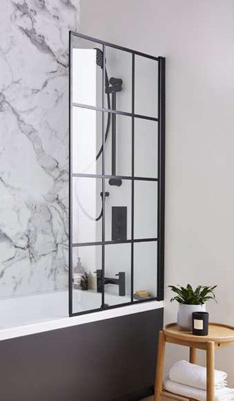 Krest Black Grid Bath Screen, on a bath