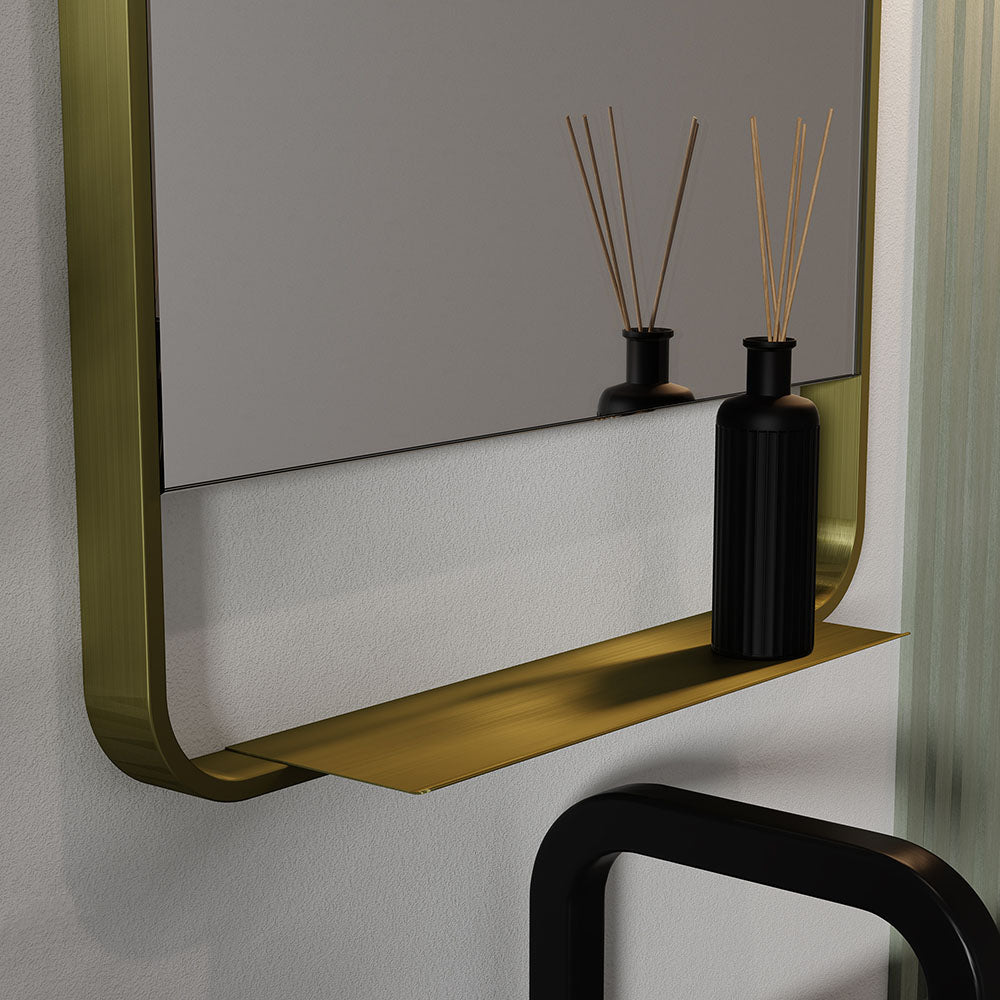 Ludgate Mirror with Shelf 55 Brushed Brass