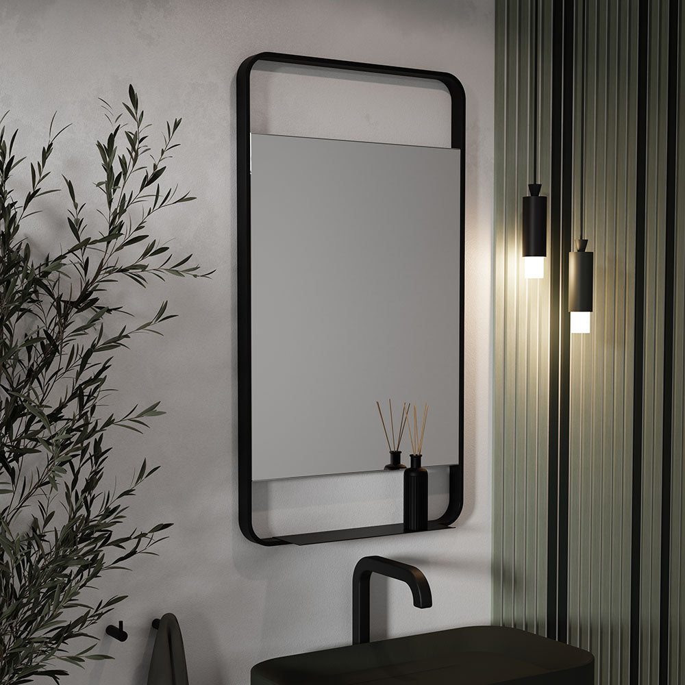 Ludgate Mirror with Shelf 55 Black