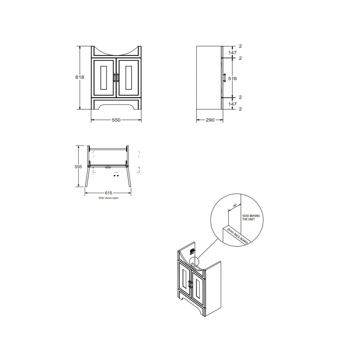 Lichfield 2-Door Vanity Unit & Basin