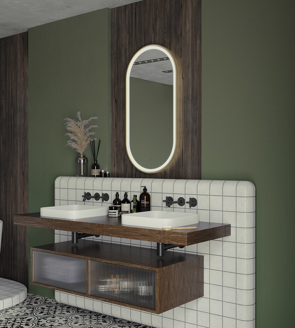 Lomax Light Capsule Mirror 50 Brushed Brass - 50x100cm