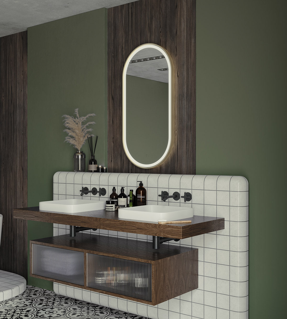 Lomax Light Capsule Mirror 50 Brushed Brass - 50x100cm