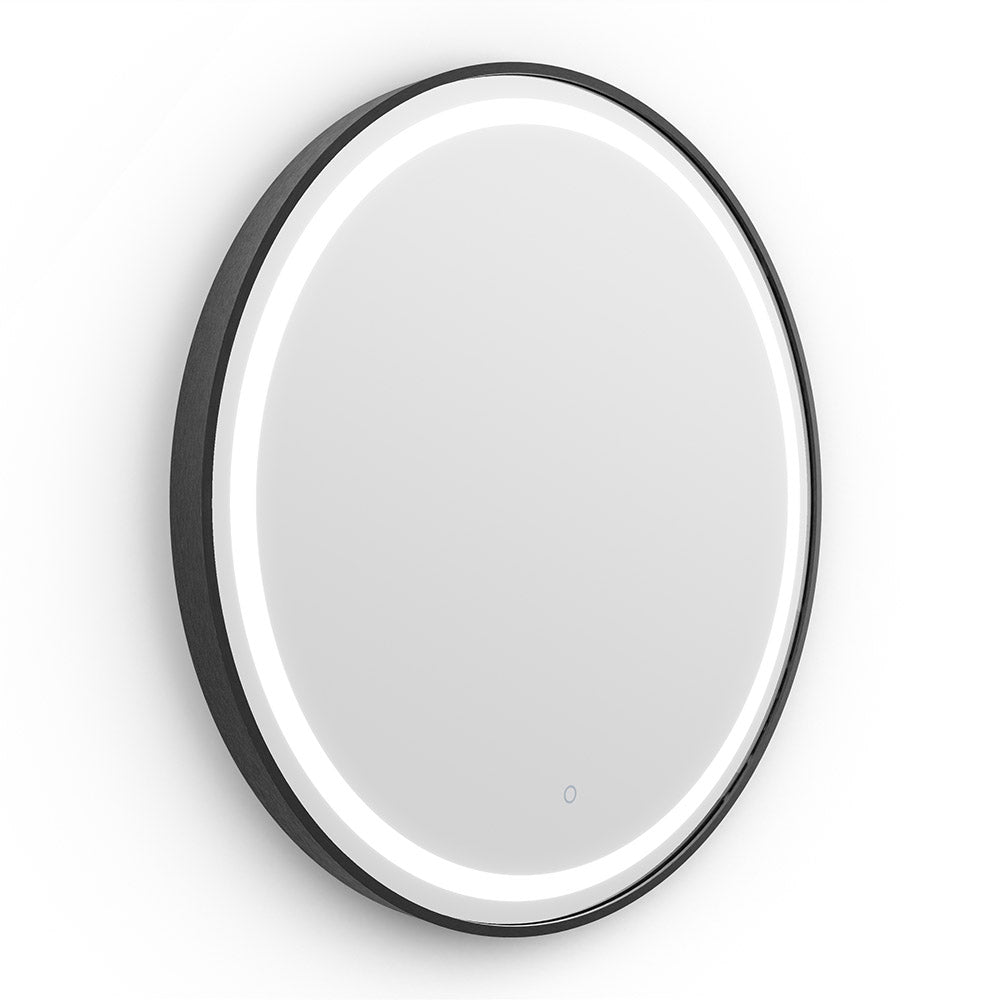 Lomax Light Round Mirror 70cm Black