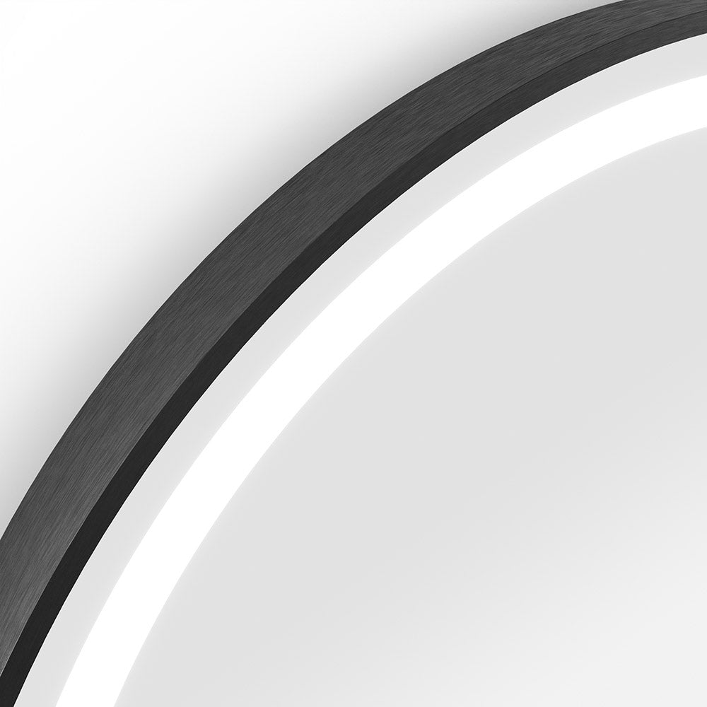 Lomax Light Round Mirror 70cm Black