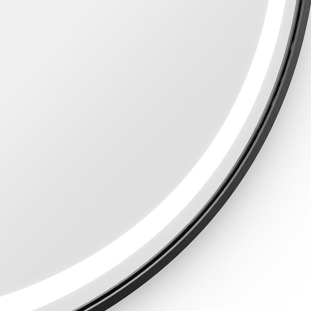 Lomax Light Round Mirror 70cm Black