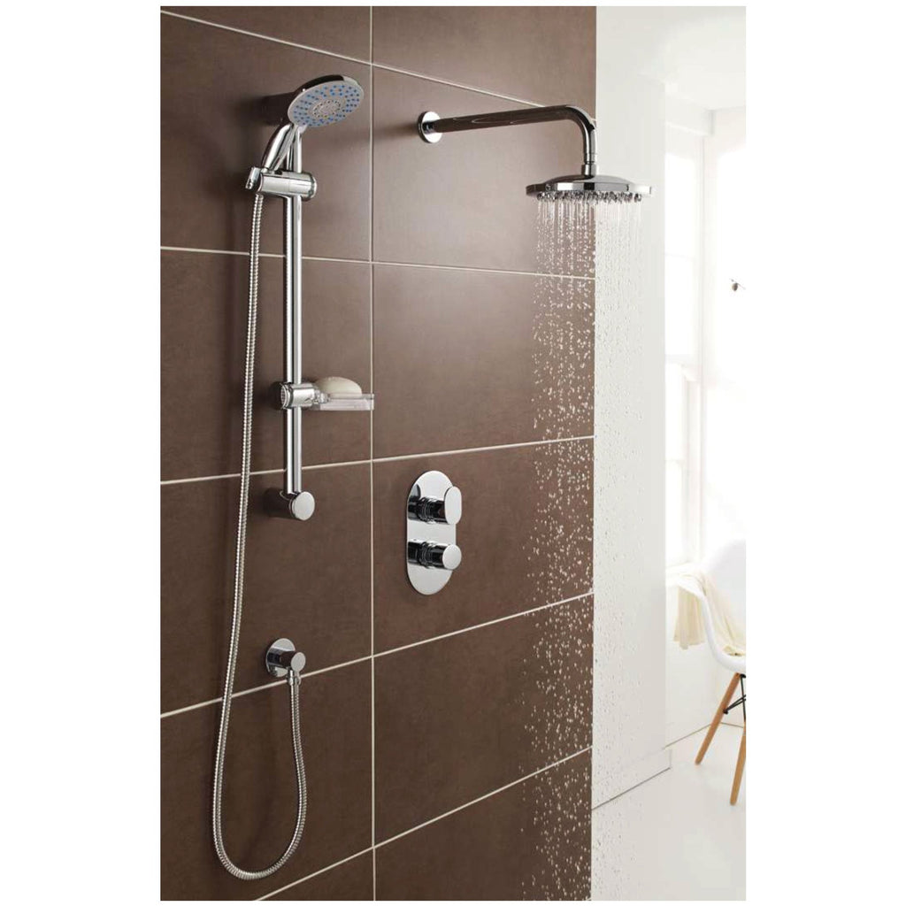 Logan Thermostatic Shower Sets & Valves, Concealed valve with slide rail kit and overhead drencher