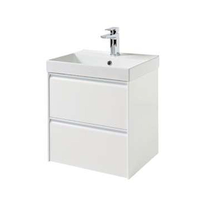 Luna 500mm Wall Hung Vanity Unit & Basin, 2 Drawers – Matt white