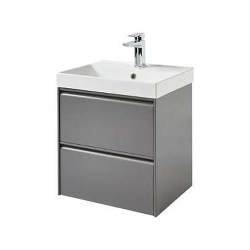 Luna 500mm Wall Hung Vanity Unit & Basin, 2 Drawers – Matt grey