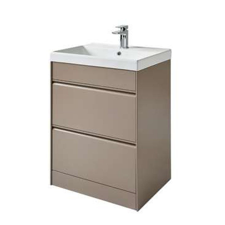 Luna 600mm Floor Standing Vanity Unit & Basin, 2 Drawers – Cocoa