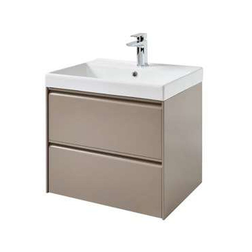 Luna 600mm Wall Hung Vanity Unit & Basin, 2 Drawers – Cocoa