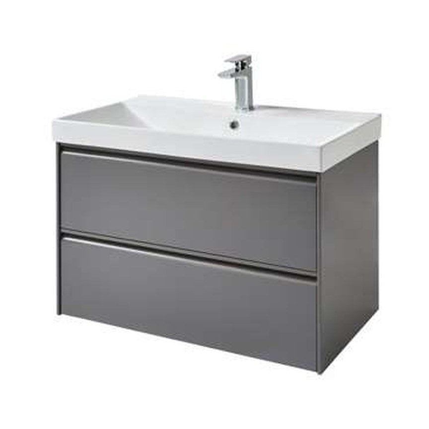 Luna 800mm Wall Hung Vanity Unit & Basin, 2 Drawers – Matt grey