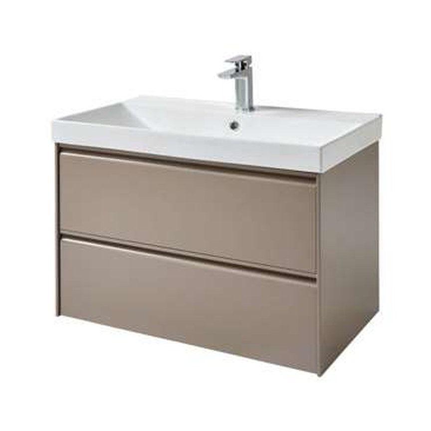 Luna 800mm Wall Hung Vanity Unit & Basin, 2 Drawers – Cocoa