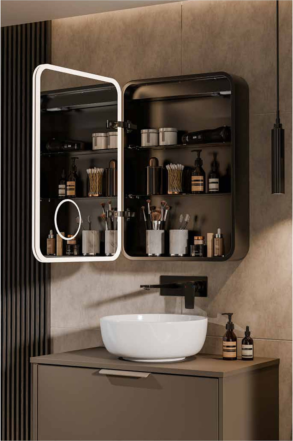 Luneta LED Mirror Cabinet open