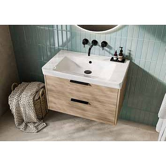 Madeley sandy oak wall hung vanity unit