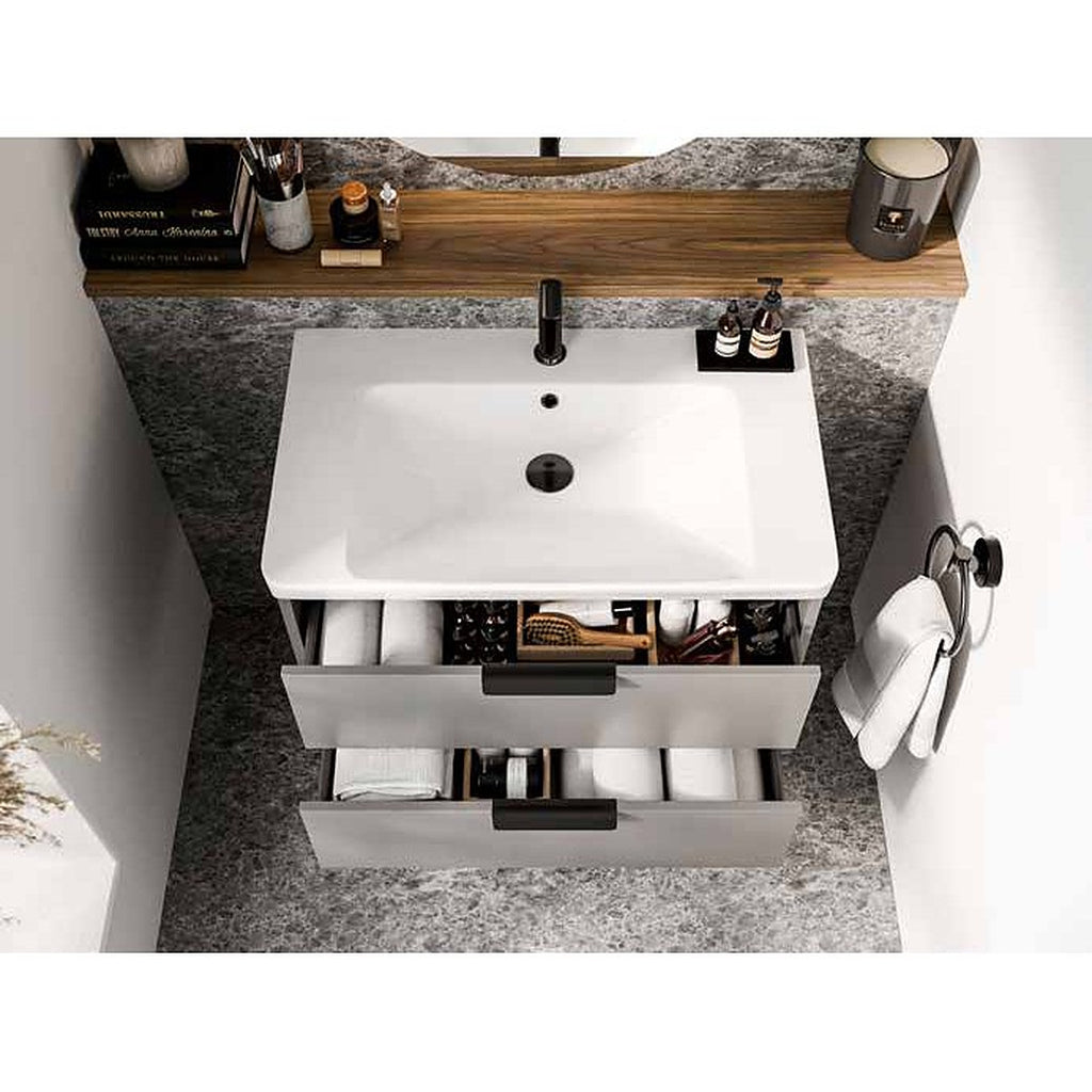 Madeley gloss white vanity unit with open drawer