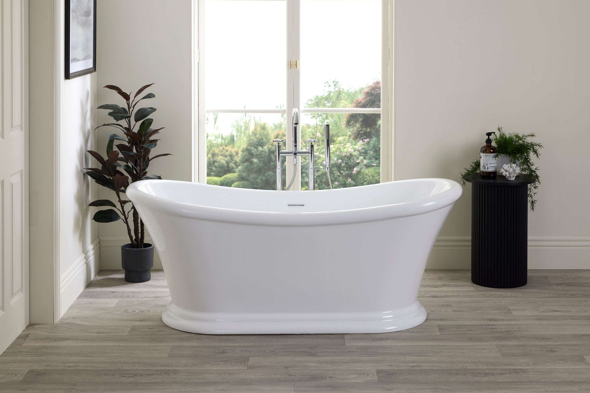 Maeve freestanding boat bath in gloss white