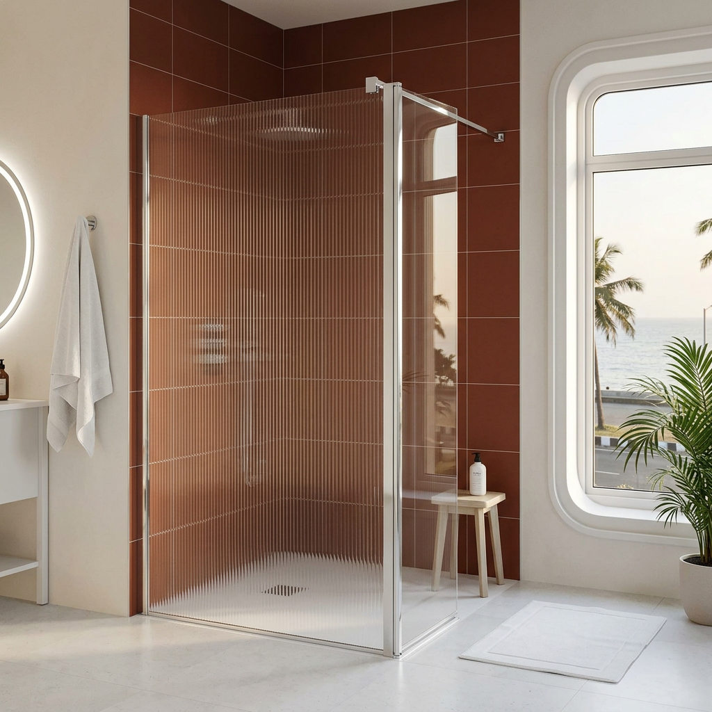 Modena 8 Fluted Glass Walk-In Shower Screen
