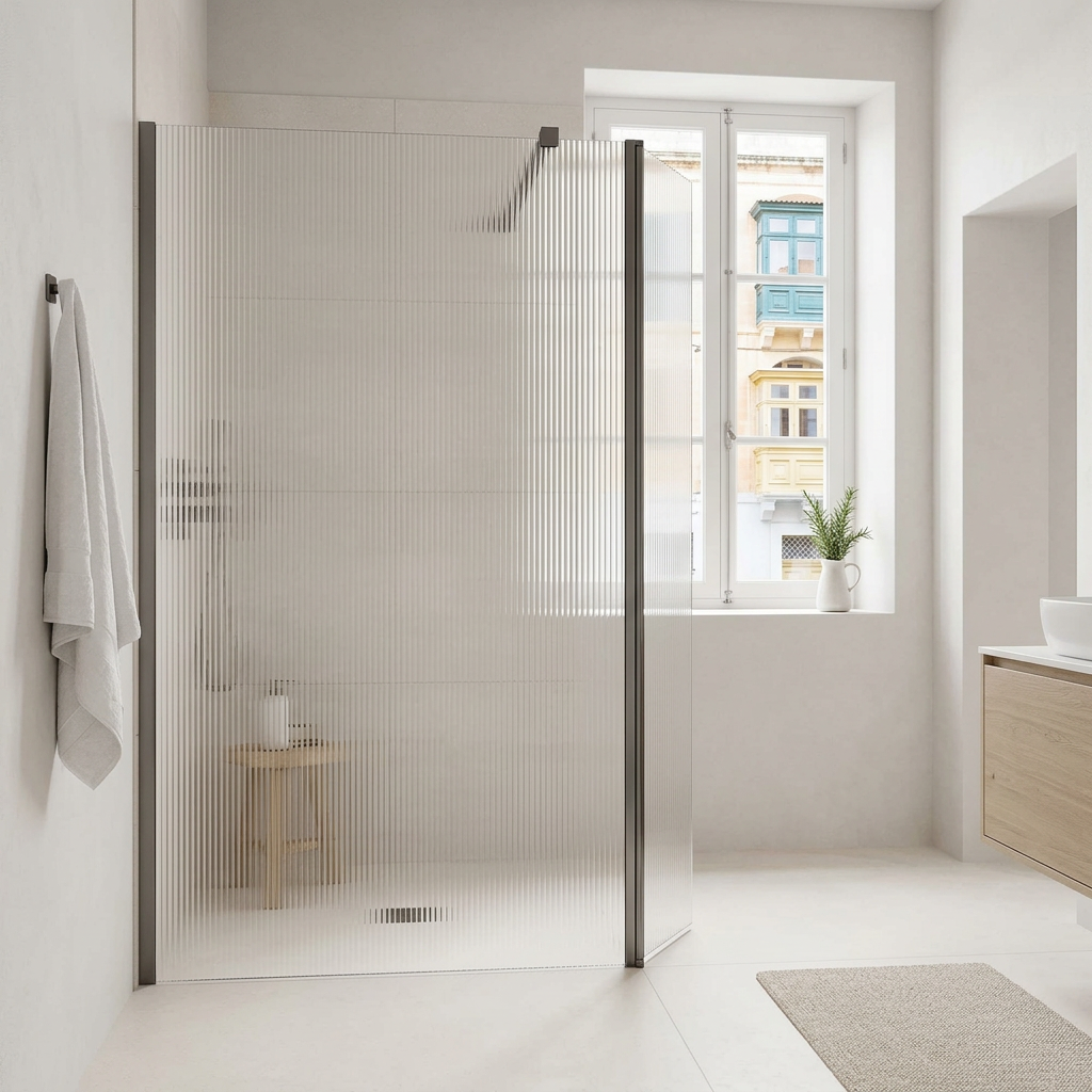 Modena 8 Fluted Glass Walk-In Shower Screen