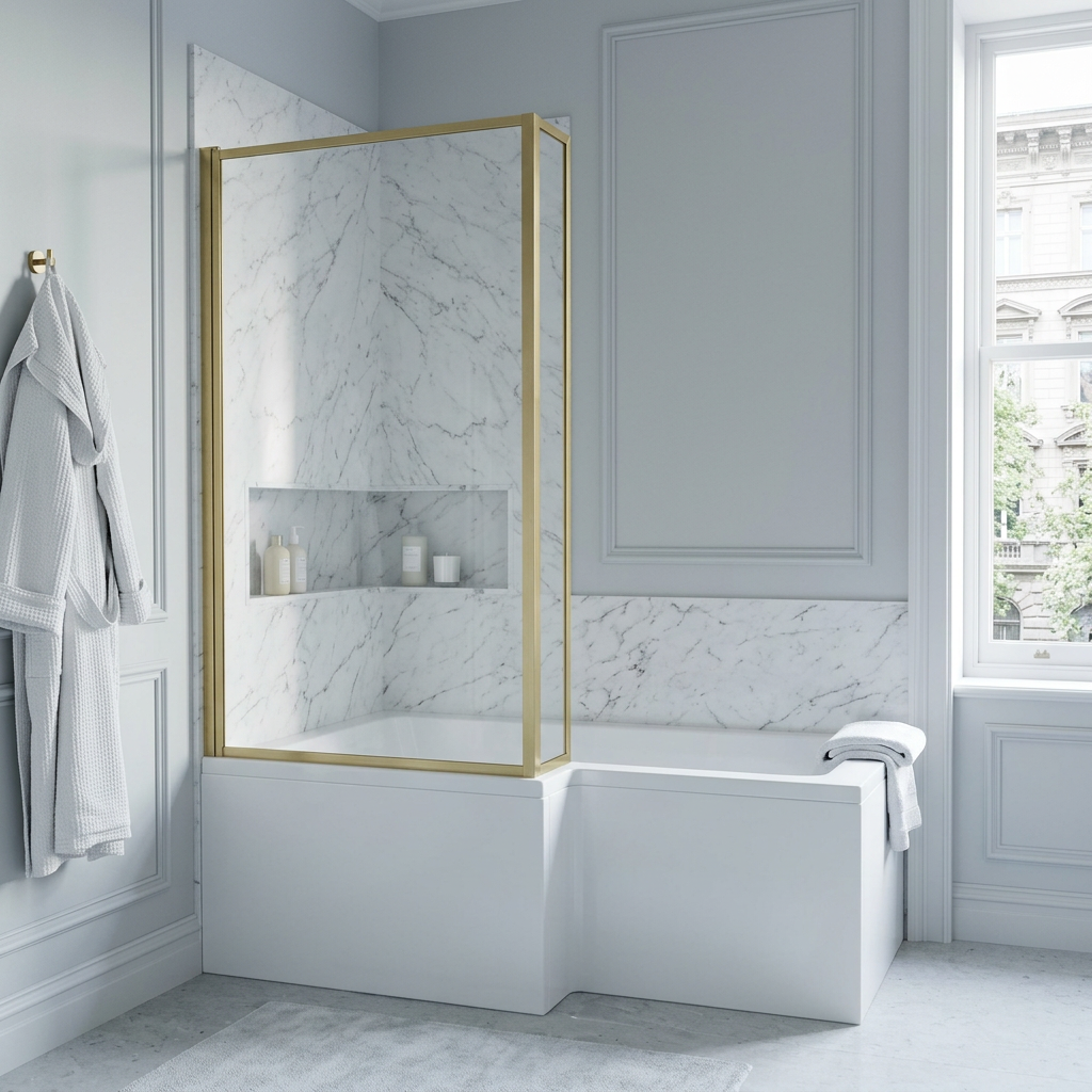 Modena 6 L-Shaped Bath Screen