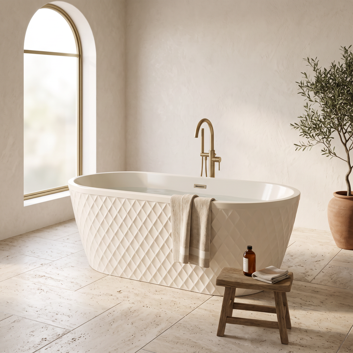 Fayre Diamond-Textured Freestanding 1700mm Bath