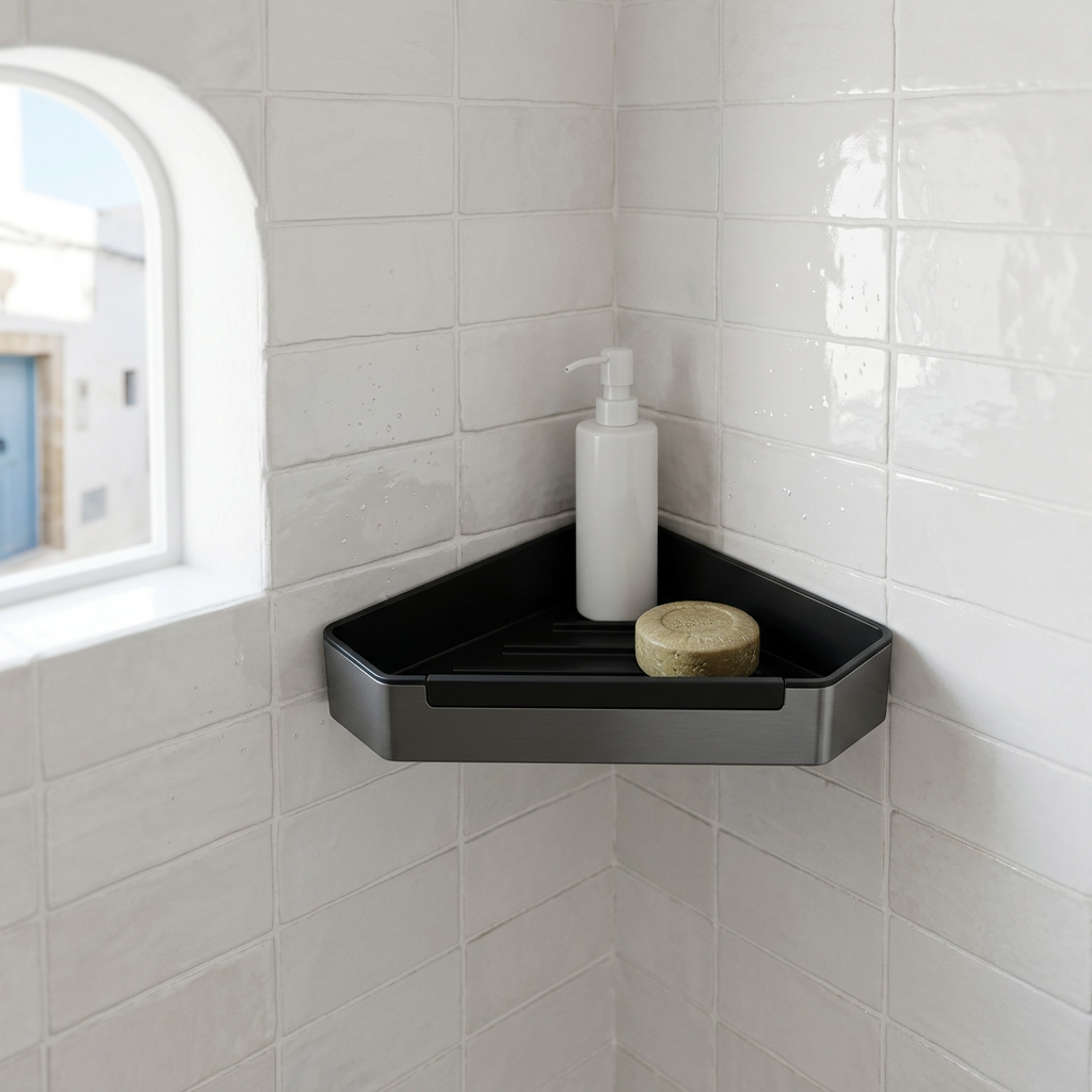 Shower Corner Basket with Screen Wiper