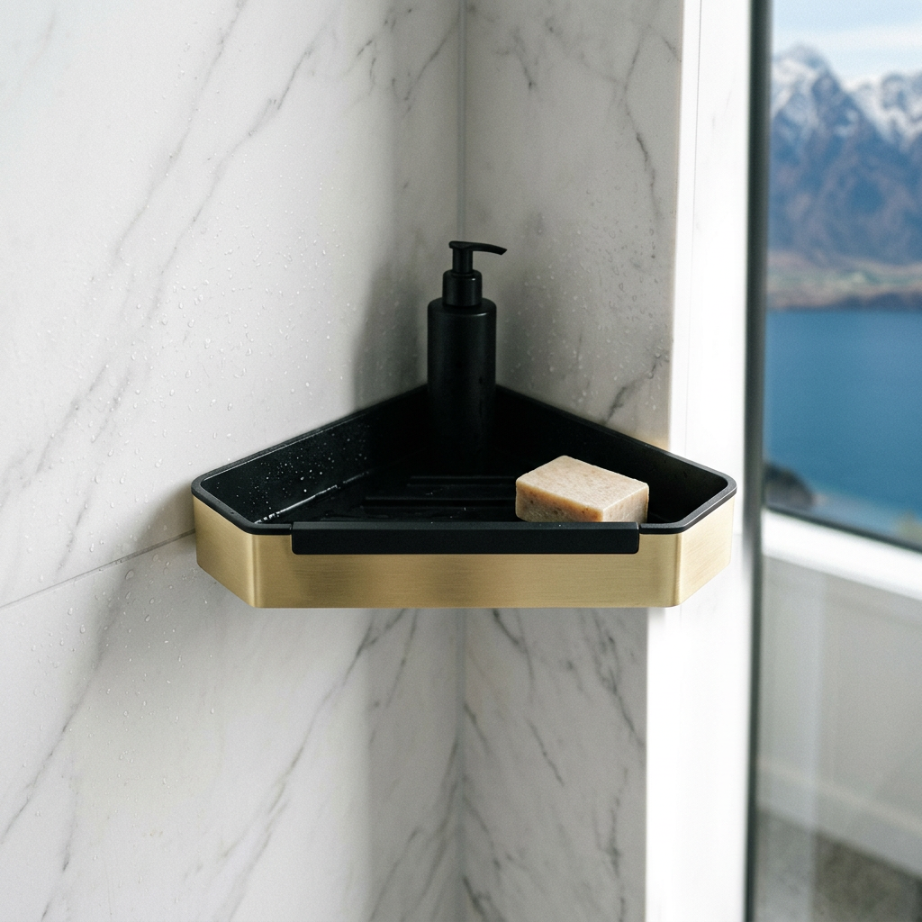 Shower Corner Basket with Screen Wiper