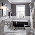 Lichfield Cast Iron Bath, High Level Toilet, and Washstand with Basin Suite