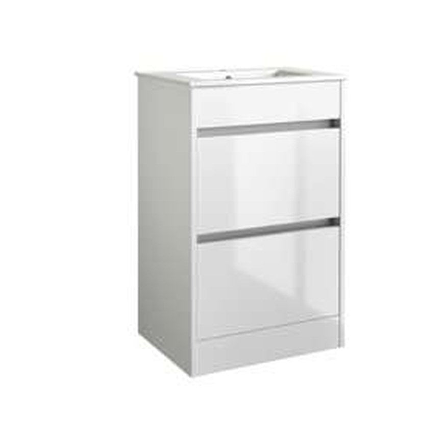 Mayfair 500mm Floor Standing Vanity Unit & Basin – White gloss